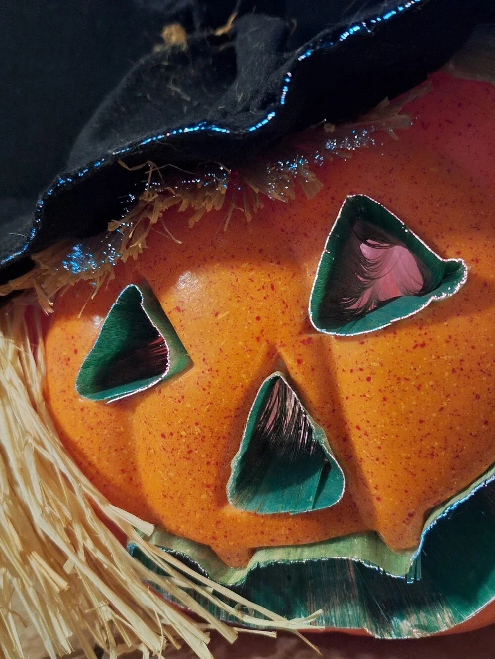 Fiber optic Halloween Jack-o'-Lantern Scarecrow Pumpkin Light Indoor Corded Fall